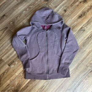 Lululemon Athletica Scuba Misty Merlot Striped Hooded Jacket Size 8